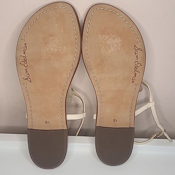 Sam Edelman gigi signet womens Leather C Ivory Thong Toe Sandal Size 9 - Picture 13 of 15